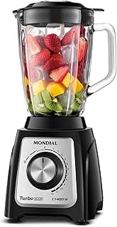 Liquidificador Turbo Glass Jarra de Vidro, Mondial, Preto/Inox, 1400W, 110V - L-1400 GI - Produto em review com 4.4 estrelas e 2.400 avaliações