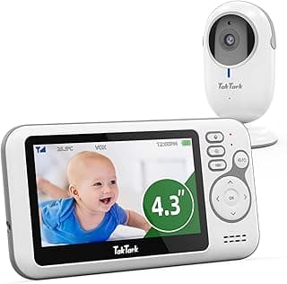 TakTark Babá Eletrônica Câmera, 4.3" Monitor de Bebe, Sem Wi-Fi, 2 Way Audio, Visão Nocturna, Zoom Digital, Economia de energia VOX, Temperatura ambiente, Ideal para Pais Novos - Produto 1 mais recomendado com 4.7 estrelas