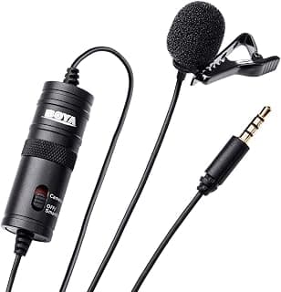 BOYA BY-M1 Microfone Condensador Electret de 3,5 mm com adaptador de 1/4" para Smartphones iPhone DSLR Câmeras PC - Produto 3 mais recomendado com 4.3 estrelas