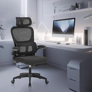 Cadeira de escritório, design ergonômico com suporte lombar independente, malha respirável e encosto de cabeça ajustável (Preto) - Produto 5 mais recomendado com 4.1 estrelas