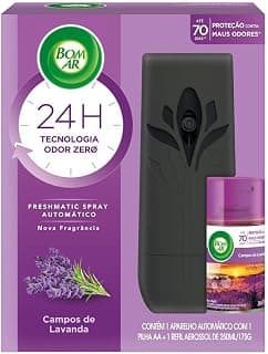 Bom Ar Aromatizador de Ambiente Automático Aerossol Freshmatic Campos de Lavanda Aparelho + Refil 250ml - Produto 3 mais recomendado com 4.7 estrelas