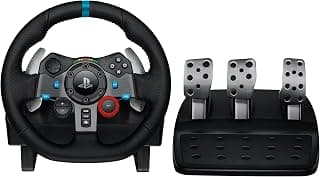 Logitech G Volante de corrida e pedais de chão 29 Driving Force, feedback de força real, câmbio de aço inoxidável, capa de volante de couro para PS5, PS4, PC, Mac - Preto - Produto 3 mais recomendado com 4.6 estrelas