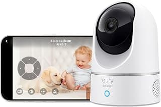 eufy Câmera E220 por anker, Câmera de Segurança Wi-Fi 360º, 2K, Babá Eletrônica, Visão Noturna, Audio de duas vias, Detecção de Movimentos, Trabalha com Alexa, Compatível HomeBase 3 - Produto em review com 4.4 estrelas e 14.600 avaliações