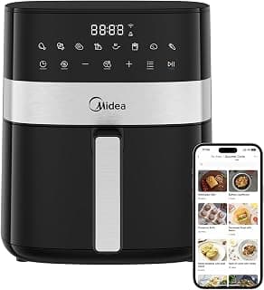Midea Air Fryer Fritadeira 6L, 9 Menus Predefinidos, Tela de Toque LED, Desligamento Automático, Função IOT, 90% Menos Gordura, cesta Antiaderente e Prato Mais Crocante 220V/60Hz - Produto 9 mais recomendado com 4.5 estrelas