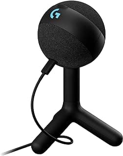 Microfone Condensador Gamer Logitech G Yeti Orb com RGB LIGHTSYNC, Captação Cardioide, Conexão USB Plug and Play para Gravação de Conteúdo e Streaming em PC e Mac - Preto - Produto 4 mais recomendado com 4.7 estrelas