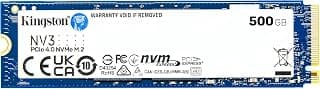 Kingsto.n NV3 500GB M.2 2280 NVMe SSD | PCIe 4.0 Gen 4x4 | Up to 5000 MB/s | SNV3S/500G - Produto 10 mais recomendado com 4.7 estrelas
