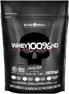 Whey 100% Hd - 900G Refil Baunilha, Black Skull - Produto 9 mais recomendado com 4.6 estrelas