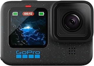 GoPro HERO12 BLACK - à Prova D'água com 5.3K60, 27MP, Vídeo + Foto HDR, HyperSmooth 6.0, Trava de horizonte 360°, Live + webcam, Áudio por Bluetooth, Bateria enduro, QUIK - Produto 1 mais recomendado com 4.8 estrelas