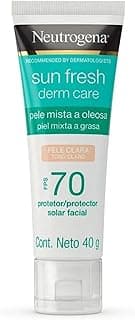 Protetor Solar Facial Para Pele Oleosa Neutrogena Sun Fresh Derm Care Pele Clara FPS 70, 40g - Produto 1 mais recomendado com 4.7 estrelas