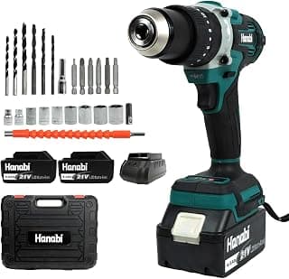 Hanabi Parafusadeira e Furadeira Motor Brushless com Impacto 21V Sem Fio 80N.m, 1700 RPM com LED Kit Parafusadeira Eletrica Com 2 Baterias de 4,0Ah 13mm - Produto 8 mais recomendado com 4.1 estrelas