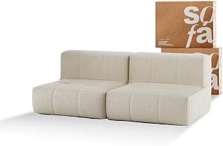 Sofá 2 lugares Modular - Sofá na Caixa em Boucle com 2 Módulos 1,72m (Linho, Sem braços) - Produto 10 mais recomendado com 3.6 estrelas