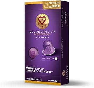 3 Corações Cápsulas de Café Mogiana Paulista, Compatíveis com Nespresso, contém 10 cápsulas - Produto 5 mais recomendado com 4.7 estrelas