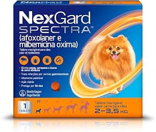 NexGard Spectra Antipulgas e Carrapatos e Vermífugo para Cães de 2 a 3,5kg - 1 tablete - Produto 7 mais recomendado com 4.8 estrelas