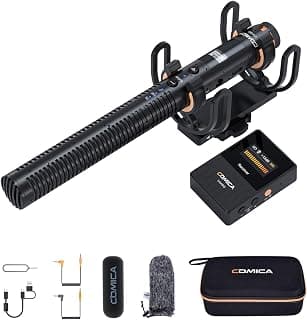 Microfone Sem Fio COMICA VM30 para Câmera - Supercardioide 3.5mm/USB-C Saída Analógica/Digital para DSLR, Filmadora, PC e Smartphones Android - Ideal para YouTube, Podcast, Entrevista - Produto em review com 4.5 estrelas e 142 avaliações