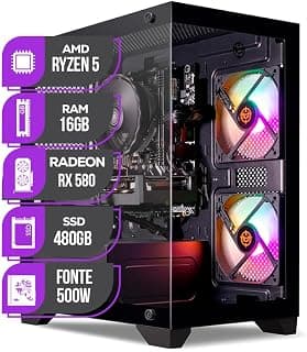 PC Gamer Mancer | AMD Ryzen 5 5600 | RX 580 8GB | 16GB DDR4 | SSD 480GB | Fonte 500W 80 Plus - Produto 10 mais recomendado com 3.5 estrelas