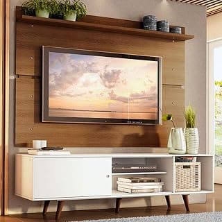 Rack Madesa Dubai e Painel para Tv até 65 Polegadas com Pés - Branco/rustic 095z - Produto 4 mais recomendado com 4.4 estrelas