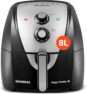 MONDIAL Fritadeira Sem Óleo Air Fryer 8L, Preto/Inox, 1900W, 220V - AFN-80-BI - Produto 4 mais recomendado com 4.7 estrelas