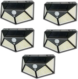 Kit 5 Luminária Energia Solar Parede 100 Led Sensor Presença 3 Funções Lampada - Produto 7 mais recomendado com 4 estrelas