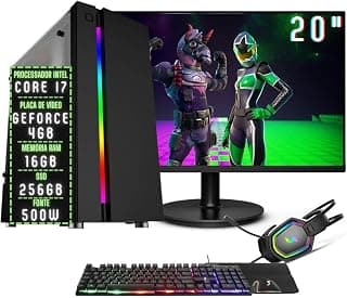 PC Gamer Completo 3green Play Intel Core i7 16GB RAM Placa de vídeo Geforce 4GB SSD 256GB Monitor 20" 75Hz Fonte 500W 3GP-055 - Produto 8 mais recomendado com 3.9 estrelas