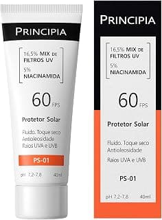 Protetor Solar Facial Principia FPS 60, 16,5% Mix de Filtros UV + 5% Niacinamida FPS 60 PS-01 com 40ml - Produto 3 mais recomendado com 4.6 estrelas
