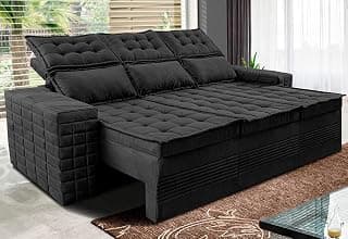 Sofá 3 Lugares Retrátil e Reclinável Cama Inbox Senses 2,00m Velusoft Preto - Produto 5 mais recomendado com 5 estrelas
