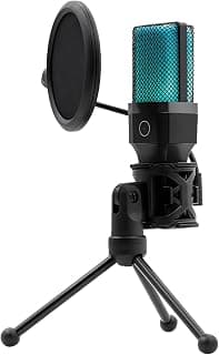 Microfone Condensador, Microfone Sem Fio, Microfone Gamer, Microfone de Mesa, Microfone com Filtro Pop e Suporte para Cantando, Jogos, Karaokê, Streaming, Videoconferência - Produto 9 mais recomendado com 4.2 estrelas