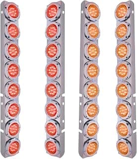 Kit de purificador de ar frontal, 4 peças, 16 luzes de LED planas vermelhas e amarelas - para refletor/lente de folga/luz marcadora, aço inoxidável - Produto 7 mais recomendado com 2.8 estrelas