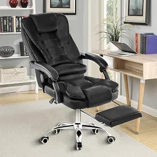 Cadeira de escritório presidente, cadeira de home office com apoio para os pés e encosto ajustável(Preto) - Produto 8 mais recomendado com 3.8 estrelas