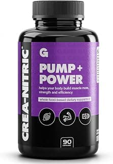 Gains in Bulk Crea-Nitric, Creatine Nitrate Pre Workout Supplement, Nitric Oxide Support, Gluten Free, Promotes Muscle Strength, Pump and Non-Stim Energy, Supplements for Men and Women, 90 Capsules - Produto 9 mais recomendado com 4.2 estrelas