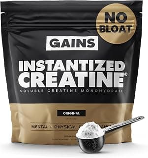 Gains in Bulk Instantized Creatine Monohydrate for Women and Men, Soluble Creatine Powder, Supports Muscle Building, Strength and Performance, Bodybuilding Supplements, Unflavored, 30 Servings - Produto 3 mais recomendado com 4.4 estrelas