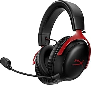 Headset Wireless HyperX Cloud III - Gamer para PC, PS5, PS4, Bateria de até 120h, 2,4 GHz, Drivers 53mm, Espuma Viscoelástica, Estrutura Durável, Microfone 10mm, Vermelho e Preto (77Z46AA) - Produto 8 mais recomendado com 4.4 estrelas