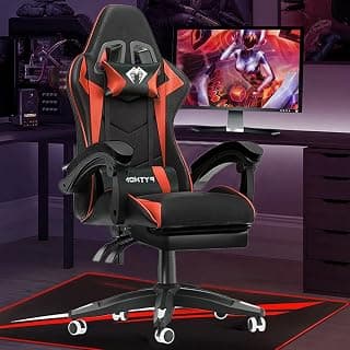 Cadeira Gamer Ergonomica Vermelha com Design Ergonômico, Giro de 360 Graus, Material Premium, Adequada para Trabalho, Estudo e Jogos - Produto 4 mais recomendado com 4.1 estrelas