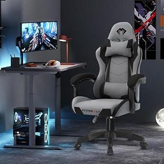 Cadeira Gamer Python Fly em tecido, respirável e ecológica, ângulo ajustável (Cinza Escuro) - Produto 10 mais recomendado com 3.6 estrelas