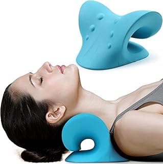 RESTCLOUD Relaxante de pescoço e ombro, dispositivo de tração cervical para alívio da dor na ATM e alinhamento da coluna cervical, travesseiro quiroprático (azul) - Produto 6 mais recomendado com 4.1 estrelas