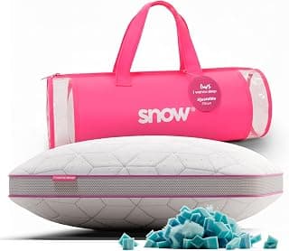 Travesseiro Ajustável - I wanna sleep - Snow®, flocos de espuma removíveis para controle da altura, ideal para dores na coluna, altura perfeita, alívio de pressão, tecido em bambu respirável - Produto 1 mais recomendado com 4.8 estrelas