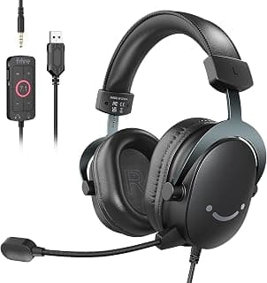 FIFNE Fone de ouvido para jogos de PC, fone de ouvido USB com som surround 7.1, microfone removível, caixa de controle, conector de 3,5 mm,com fio sobre a orelha para PS5/Xbox/Switch-H9 preto - Produto 1 mais recomendado com 4.8 estrelas