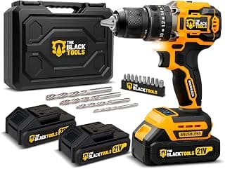 Parafusadeira Furadeira de Impacto Sem Fio 21V Brushless 2 Baterias The Black Tools TB-21YX - Produto 8 mais recomendado com 5 estrelas