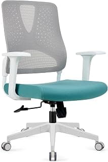 Cadeira de escritório de malha ergonômica com braços ajustáveis, rotação de 360°, design no meio das costas, preta ou turquesa (verde) - Produto 9 mais recomendado com 1 estrelas