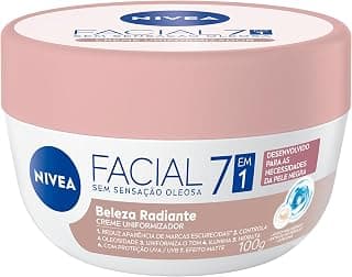NIVEA Hidratante Facial Beleza Radiante 7 em 1 100g - 7 benefícios em 1 potinho: reduz marcas escurecidas, controla oleosidade, uniformiza, ilumina, hidrata, proteção UVA/UVB e efeito matte - Produto 8 mais recomendado com 4.7 estrelas