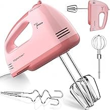 Hand Mixer Electric, Ultra Power Kitchen Hand Mixer With 7-Speed & 5 Stainless Steel Accessories for Whipping Dough, Cream, Cake, Dishwasher Safe, Light Pink - Produto 9 mais recomendado com 3.9 estrelas