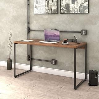 Mesa para Escritório Office Estilo Industrial 1,35m, Compace, Kuadra, Nogal / Est.Preta - Produto 6 mais recomendado com 4.6 estrelas