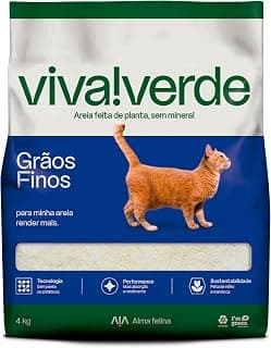Viva Verde Areia Higiênica Biodegradável para Gatos Grãos Finos 4kg - Produto 1 mais recomendado com 4.8 estrelas