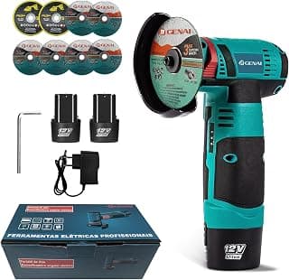 IIGENAI Ferramenta de Lixar e Cortar Esmerilhadeira Lixadeira Sem Fio Portátil Esmerilhadeira 12V 1500 220V (2 Bateria + 8 Pcs Discos de Corte) - Produto 7 mais recomendado com 5 estrelas