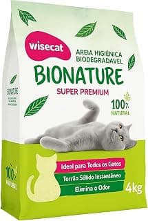 Bionature Areia Higiênica para Gatos Biodegradável Wisecat 4kg - Produto 8 mais recomendado com 4.4 estrelas