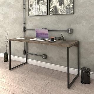 Mesa para Escritório Office Estilo Industrial 1,50m Kuadra, Compace, Carvalho Dark/Est.Preta - Produto 3 mais recomendado com 4.6 estrelas