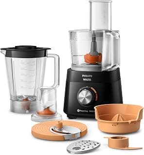 Philips Walita Multiprocessador PowerChop 1000, Preto, Copo com capacidade de 1,5 litros, Duas velocidades + pulsar, 6 acessórios, 1000W, 110V (HR7304/91) - Produto 2 mais recomendado com 4.6 estrelas