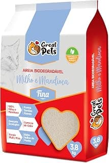 Areia Biodegradável Milho E Mandioca Fina Great Pets 3,8kg - Produto 3 mais recomendado com 4.7 estrelas