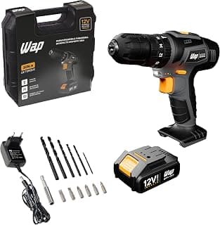 WAP Parafusadeira e Furadeira com Impacto à Bateria 12V BPFI-12K4, Kit de 13 Acessórios e Maleta, Torque 18 Níveis, Bivolt - Produto 5 mais recomendado com 4.7 estrelas