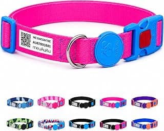meuAuAu Coleira Cachorros Pequenos com Identificação QR Code, Coleira para Cães e Coleira Pet Inteligente sem Bateria, Ajustável em Poliéster Premium com Trava de Segurança (Pink, P) - Produto 1 mais recomendado com 4.4 estrelas