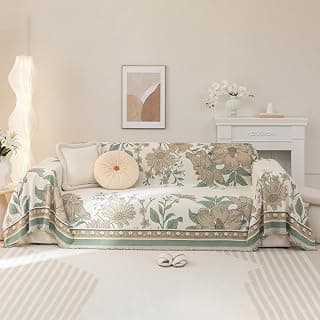 DREAMINGO Capa de sofá floral cáqui, reversível, verde, capa de sofá de chenille, antiderrapante, para sofá, 2 almofadas, lavável, 180 x 299 cm - Produto 1 mais recomendado com 4.5 estrelas